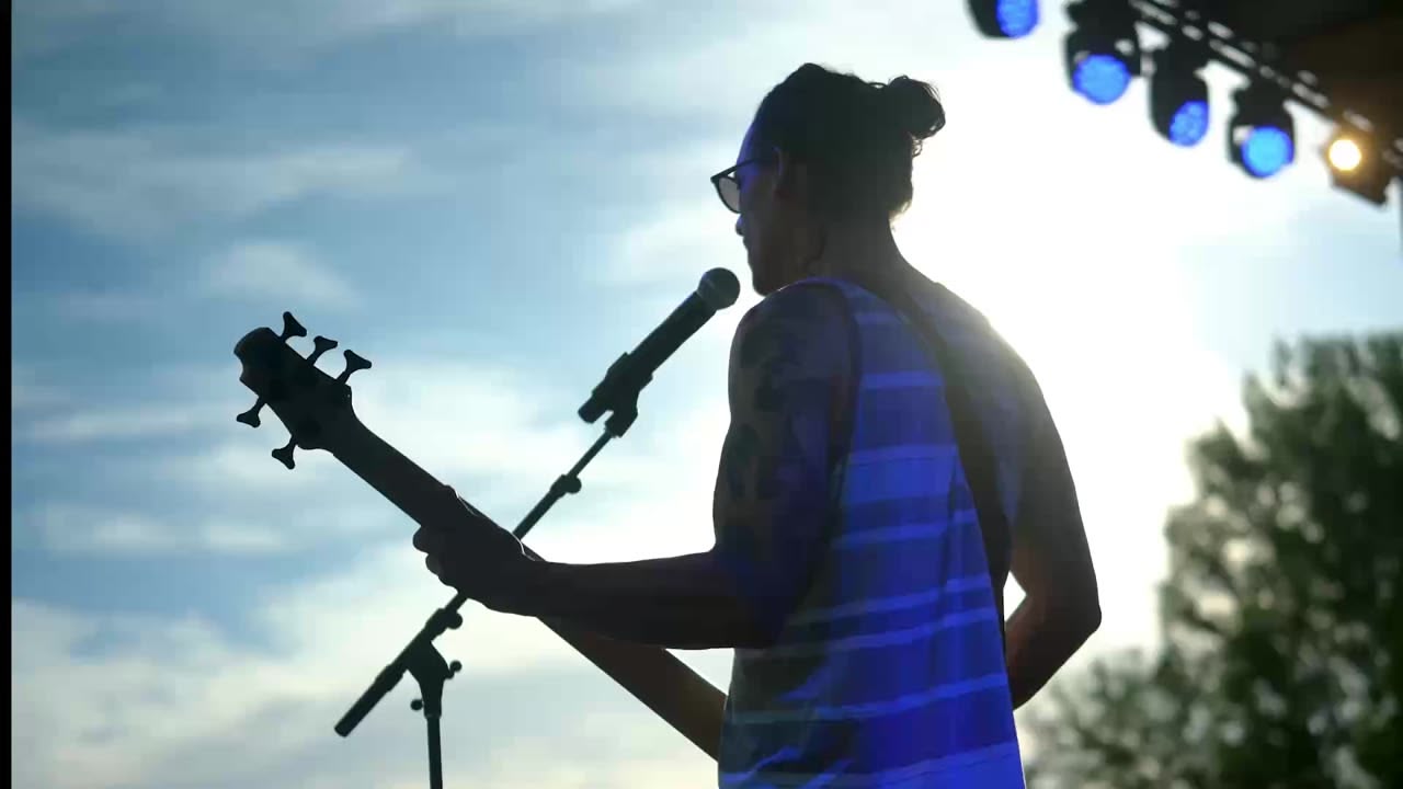 Guitarist playing to the crowd